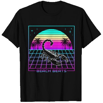 Discover Beach Beats Retro Scorpion - Synthwave Sunset T Shirts