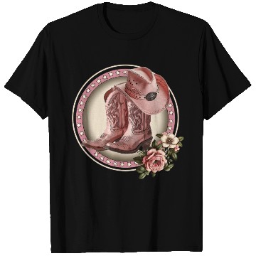 Discover PINK COWGIRL BOOTS, PINK COWGIRL HAT RETRO WESTERN T Shirts