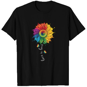 Discover Love Is Love LGBTQ Rainbow Sunflower Gay Pride T Shirts