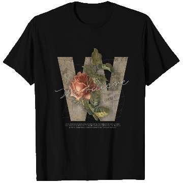 Discover Black Brown Vintage Rose Initial T Shirts