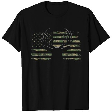 Discover American Flag Camouflage Outdoor Antlers Deer T Shirts