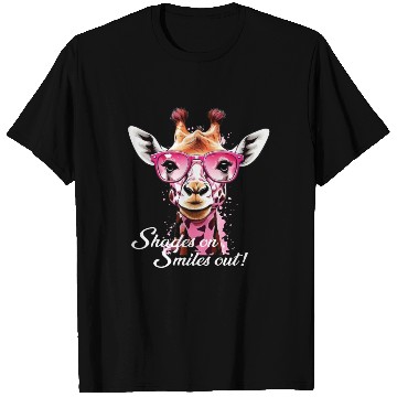 Discover A FUNNY GIRAFFE WITH PINK SUNGLASS T Shirts