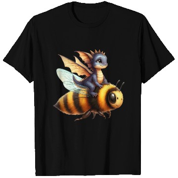 Discover Fun Baby Dragon Riding a Bumble Bee T Shirts