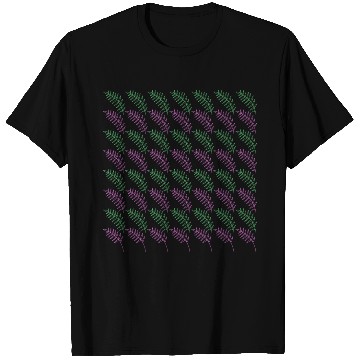 Discover Green Pink Exotic Leaves Pattern T Shirts