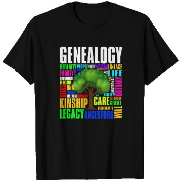 Discover Genealogy Word Cloud Family Ancestry Genealogist T Shirts