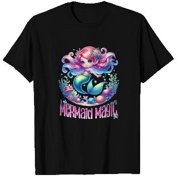 Discover Cute Mermaid Magic Graphic, Colorful Ocean Fantasy T Shirts