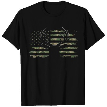 Discover American Flag Camouflage Outdoor Antlers Deer T Shirts