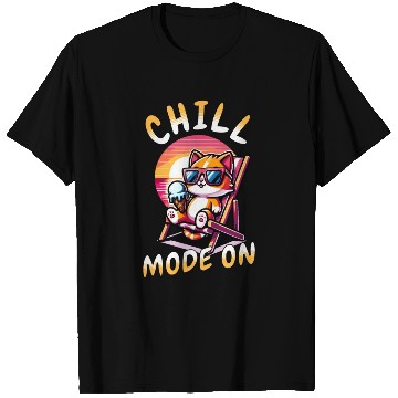 Discover Cool Chill Cat Summer Fan Mode On T Shirts