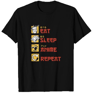 Discover eat sleep anime repeat funny manga T Shirts