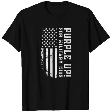 Discover US Flag Purple Up for Military Kids T Shirts