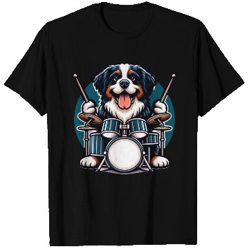 Discover Cool Bernese Mountain Dog Drummer Design T Shirts