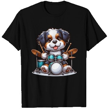 Discover Cool Bernese Mountain Dog Drummer Design T Shirts