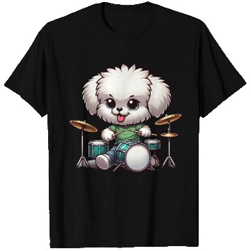 Discover Cool Bolonka Puppy Drummer Design T Shirts