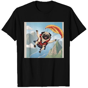 Discover A pug skydiving T Shirts