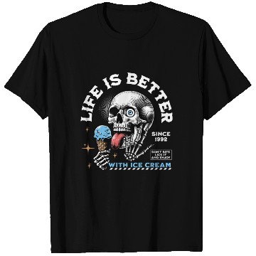Discover Skull enjoying ice cream T Shirts