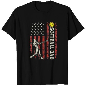 Discover Softball Dad US Flag Gifts For Dad Men Patriotic T Shirts
