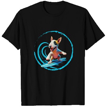 Discover Bull Terrier Surfing T Shirts