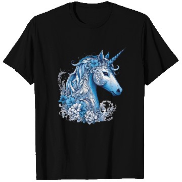 Discover Abstract blue unicorn T Shirts