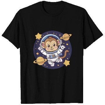 Discover cute monkey floating in space T Shirts