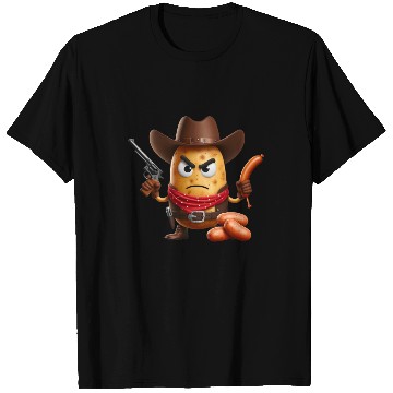 Discover Cowboy potato with sausage gun T Shirts