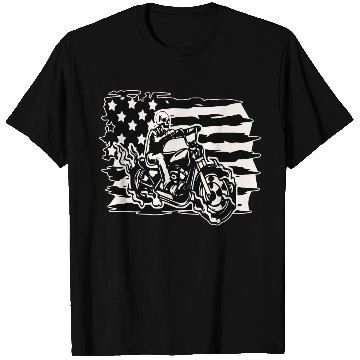 Discover Flaming Skull American Biker © WhiteTigerLLC.Com T Shirts