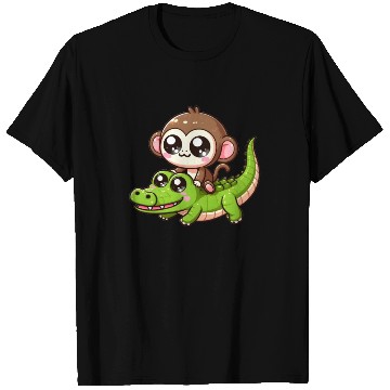Discover Cute monkey rides crocodile T Shirts
