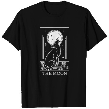 Discover Tarot Card The Moon and Wolf T Shirts