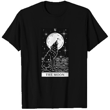 Discover Tarot Card The Moon Wolf Howling T Shirts