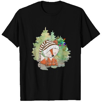 Discover Pilot Fox Sitting On Grass With Tree Forest T Shirts