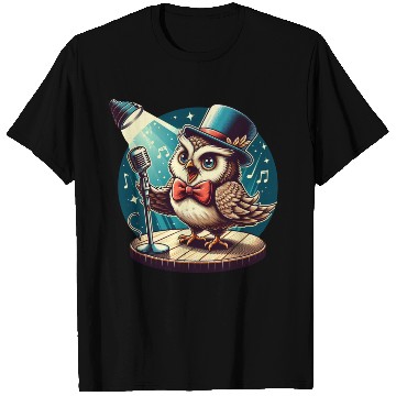 Discover Cute Owl With A Hat Singing Karaoke T Shirts
