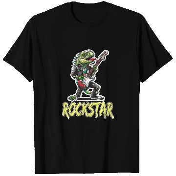 Discover Rockstar Reptile Musician with Electric Guitar T Shirts