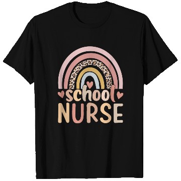 Discover Rainbow Leopard Print School Nurse Back To School T Shirts