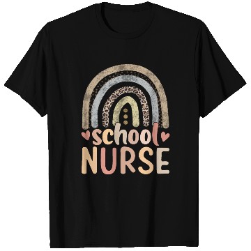 Discover Rainbow Leopard Print School Nurse Back To School T Shirts
