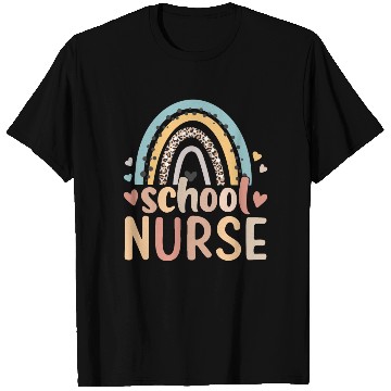 Discover Rainbow Leopard Print School Nurse Back To School T Shirts