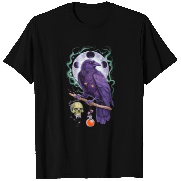 Discover Mystical purple raven perched on a branch T Shirts