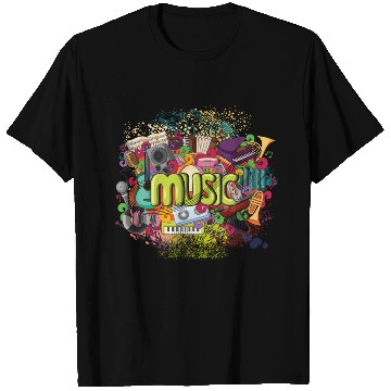 Discover Music Theme Guitar Piano Song Drum Speaker T Shirts