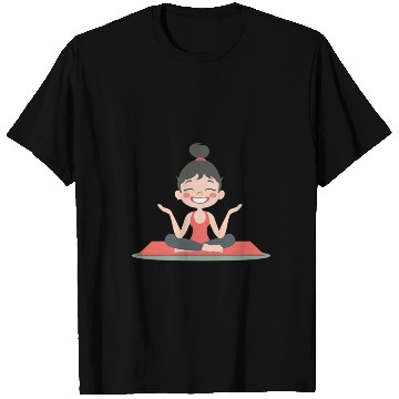 Discover Serene Yoga Pose Smiling Character T Shirts