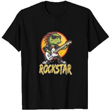Discover Rockstar Reptile Musician with Electric Guitar T Shirts