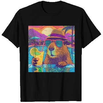 Discover Capybara on vacation sipping on Lemonade T Shirts