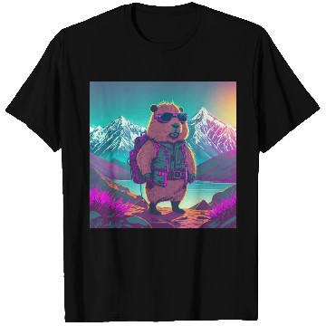 Discover Capybara hiking thru the Mountains T Shirts