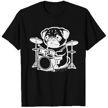 Discover Cute Pug Puppy Drummer Design T Shirts