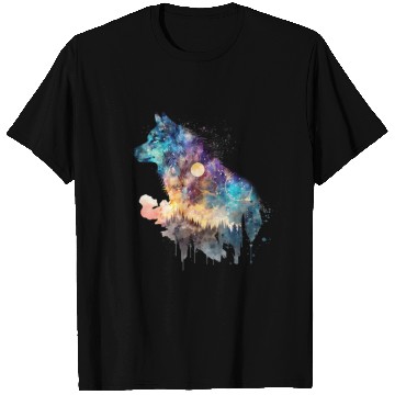 Discover Wolf Print, Cosmic Wolves, Animal Print, Cosmos T Shirts