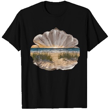 Discover Seashell Beach Scene Serene Ocean Landscape T Shirts