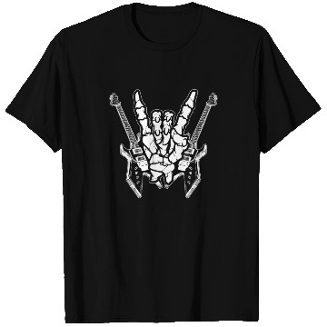 Discover Electric Guitar Horns Skeleton T Shirts