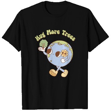 Discover Hug More Trees Retro Earth Mascot T Shirts