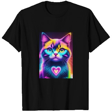 Discover Neon Cat Heart T Shirts