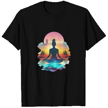 Discover Sunset Yoga Silhouette Tropical Escape T Shirts