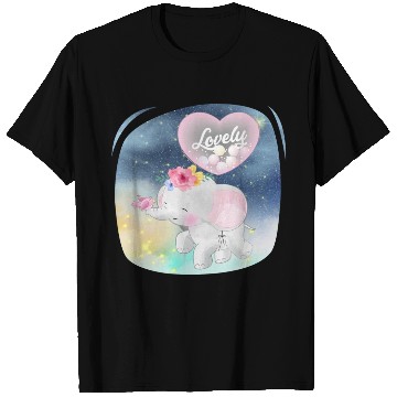 Discover Lovely Elephant And Bird Walking Up Using Balloon T Shirts