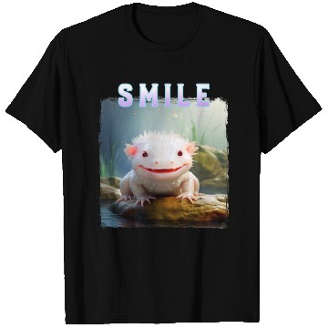 Discover Whimsical Axolotl with Smile and Pastel Text T Shirts