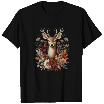 Discover Cottagecore Deer With Flowers T Shirts